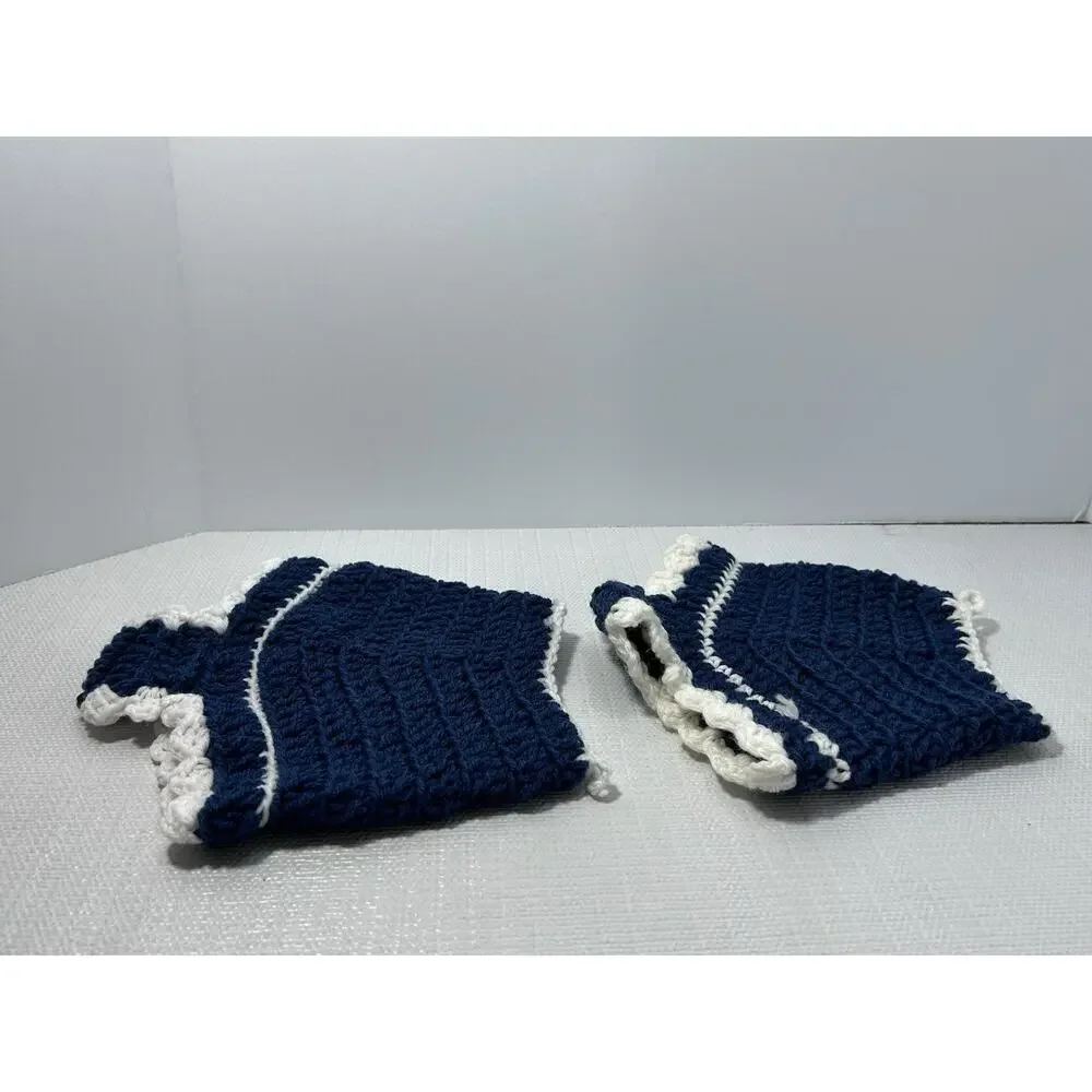 Hand Crocheted Double Thick Hot Pad Pot Holder Pair‎ VTG Granny Core Underwear